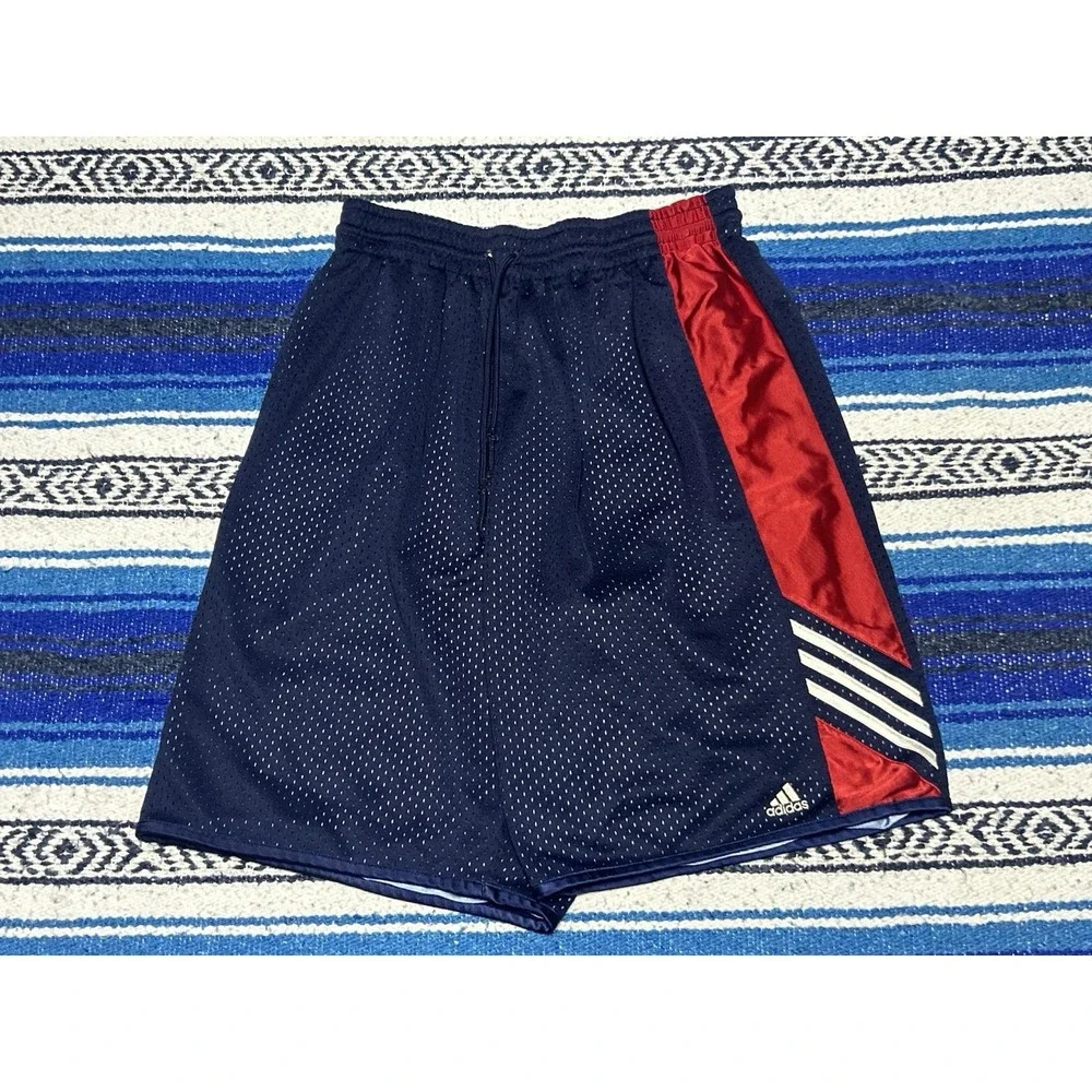 Y2K Vintage 2003 Adidas Reversible Basketball Shorts Mens Small Blue Red Loose